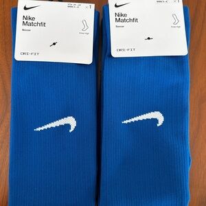 2 PAIRS OF Nike Matchfit Blue Soccer Socks Youth 3Y-4Y WMN 4-6